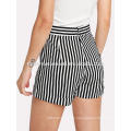 Contraste Stripe Ribbon Lace Up Shorts Fabricación al por mayor de la moda de las mujeres de prendas de vestir (TA3026B)